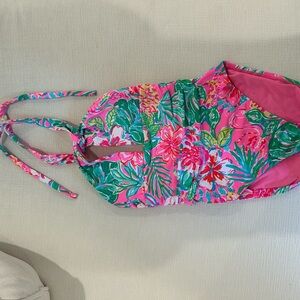 Lilly Pulitzer Pink and Green Floral Kids Swimsuit